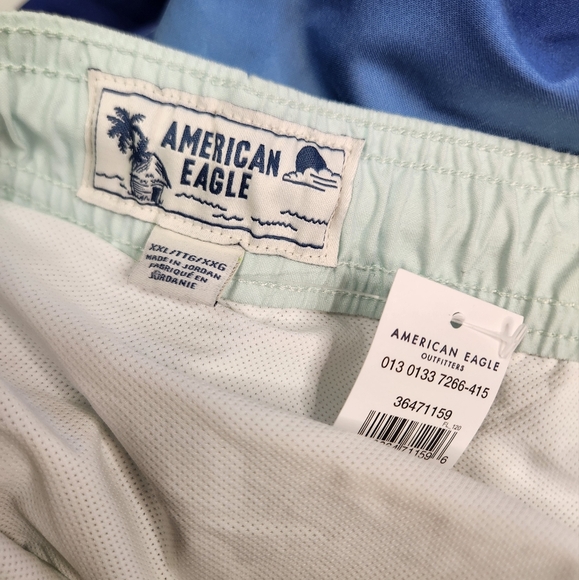 American Eagle AEO Mens 5.5" Blue Ombre Swim Shorts Trunks Short New NWT Beach - Picture 7 of 10